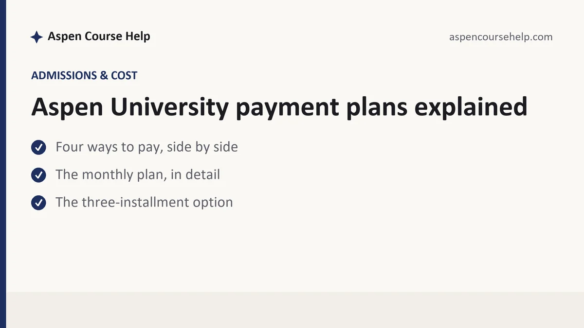 Aspen University payment plans explained, a Aspen student guide, from Aspen Tutorship