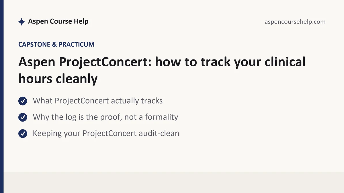 Aspen ProjectConcert: how to track your clinical hours cleanly, a Aspen student guide, from Aspen Tutorship