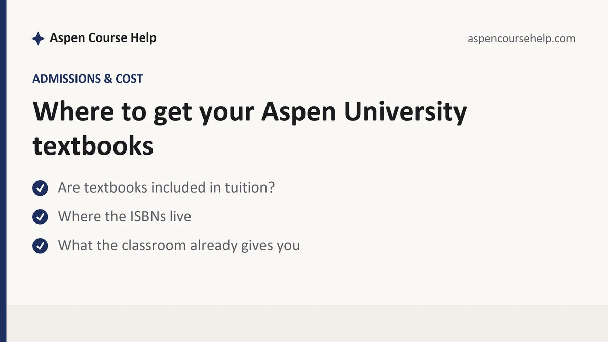 Where to get your Aspen University textbooks, a Aspen student guide, from Aspen Tutorship